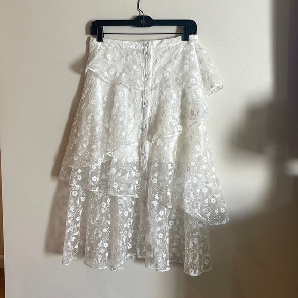 MAJORELLE Dresses & Skirts - Majorelle Tiered white lace button up front skirt NWT